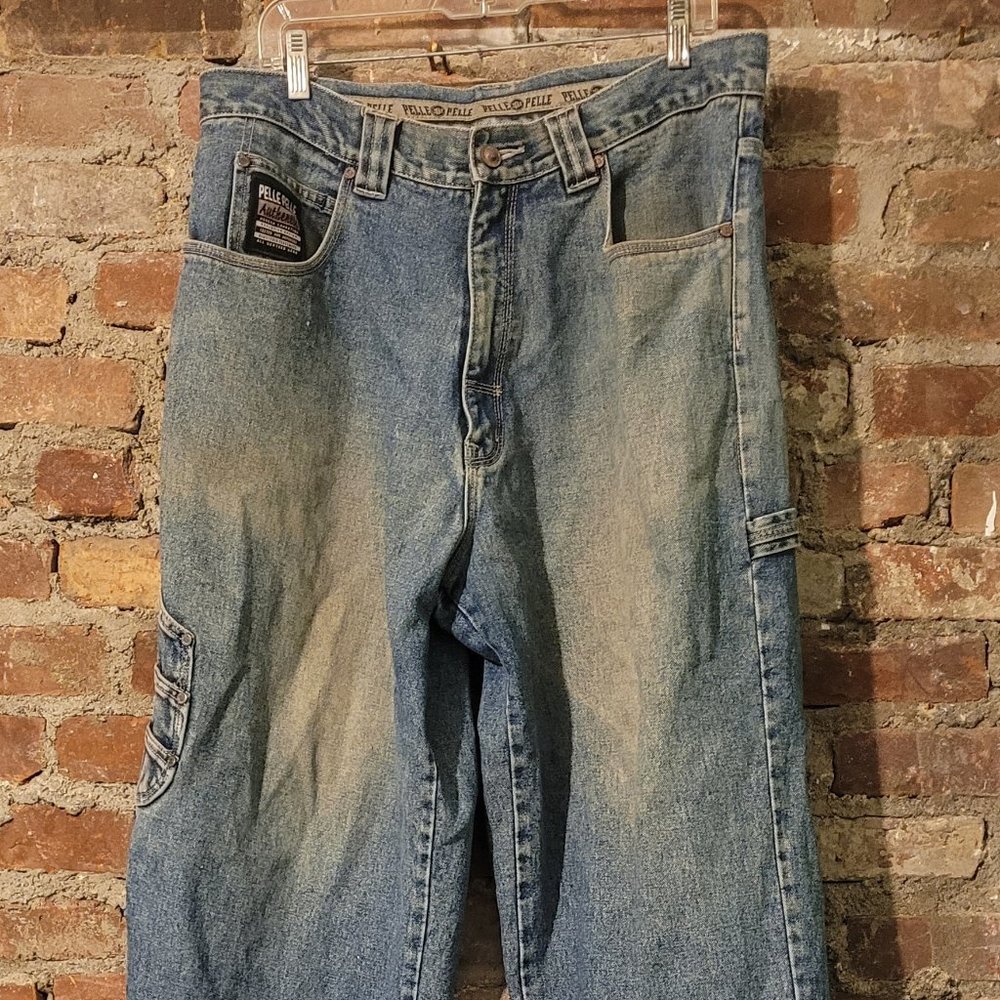 Vtg Pele Pelle By Marc Buchanan Y2k Baggy Carpenter Jeans Sz 37 (34 Marked) X 34
